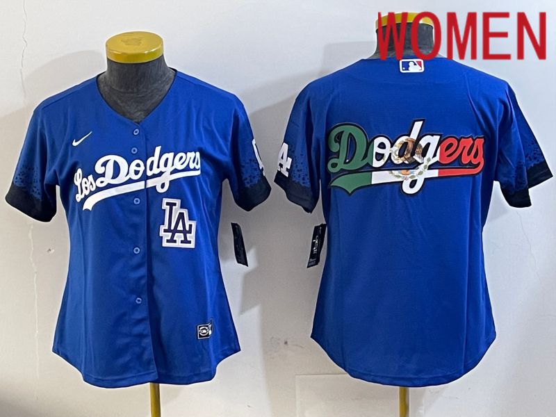 Women Los Angeles Dodgers blank 2024 blue jersey 20241122301->women mlb jersey->Women Jersey